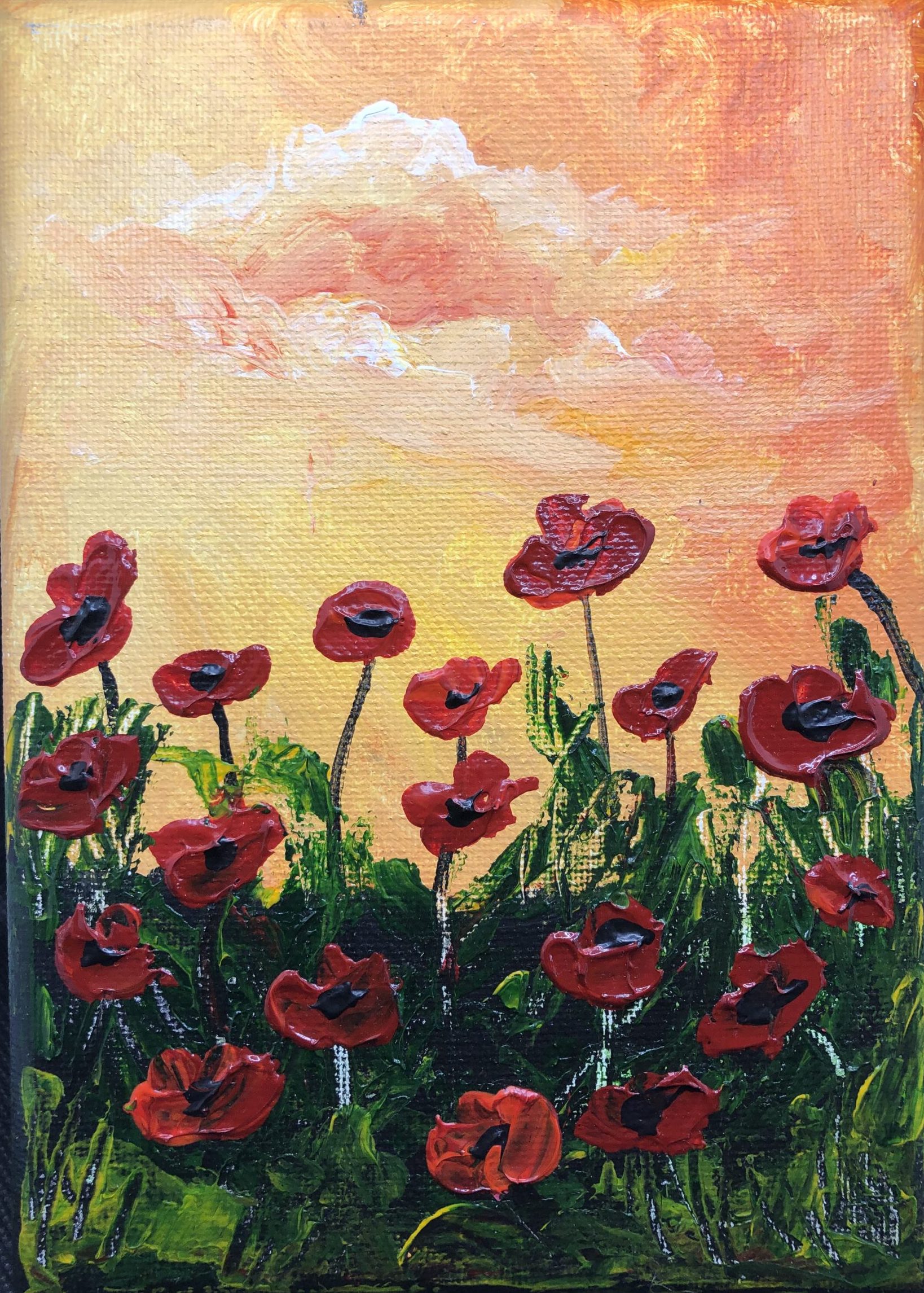 peach poppy sunset painting fine art local artists
